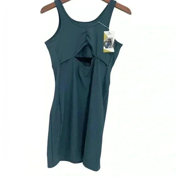 HALARA Back Cut Out Tank Dress Ribbed Padded Slate Blue New with Tags Size Large - Picture 4 of 8